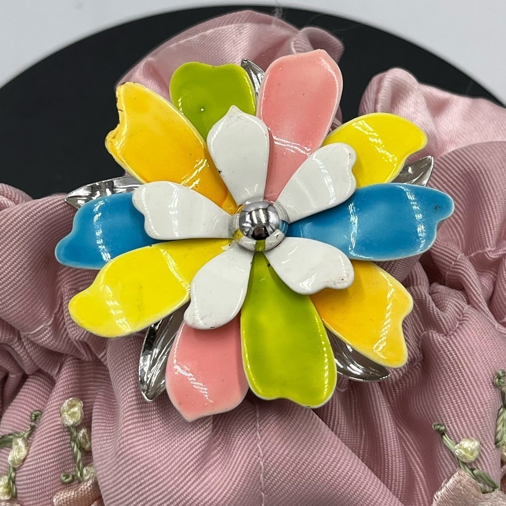 SARAH‎ COVENTRY Vintage Enamel Colorful Flower “Pastel Petals” 3D Pin Brooch